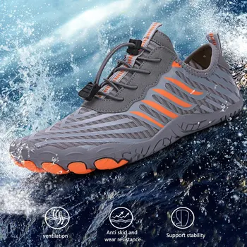 1 чифт водни обувки за жени и мъже, плажни обувки на бос, Дишащи спортни обувки, бързо съхнещи водни маратонки Sea River, Меки плажни маратонки