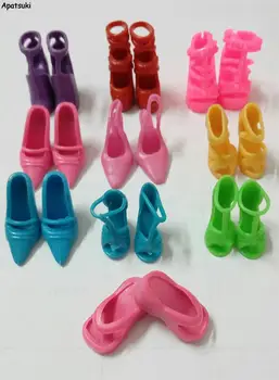 10 двойки /лот, аксесоари за кукли в различни цветове, обувки за кукли Барби, чехли, сандали на токчета, ботуши, най-добрият подарък за момиче, детски играчки
