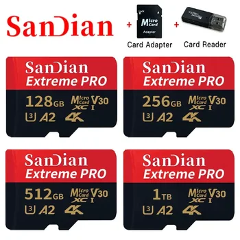 100% Оригинални Карти памет, 1 TB 30 Mbps A2 камера за SD-карта, 128 GB, 256 GB Микро карта клас 10 512 GB флаш карта Micro TF/SD карта