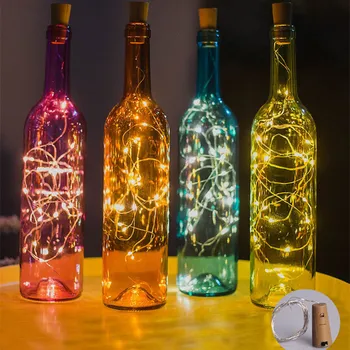 10шт Лампа за бутилка вино с тапа Коледа Сватбена украса, вкл. батерията Празнична лампа Венец LED Медни жици Страхотна светлина