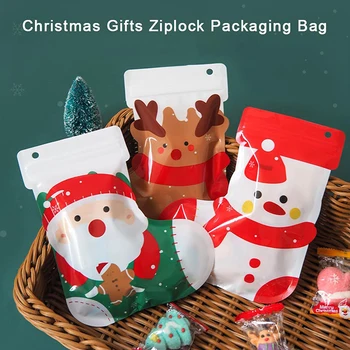 10шт Найлонови торбички за опаковане на Коледни подаръци, Закрывающихся Коледни Чорапи, Мешочков за украса на детски подарък от захарна на Лоса