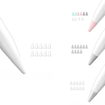 10шт Силикон сменяеми върха Калъф Защитен калъф за Apple Молив 1-ви и 2-ри калъф за писалка за сензорен екран