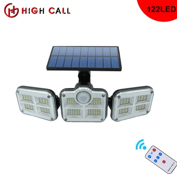 122 Слънчеви led лампа за външни прожектори с датчик за движение, рефлектор-детектор за стени селска къща, басейн, градина