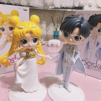 14 СМ Бандай Оригинален Аниме Фигурка Sailor Moon Сватбена Рокля Цукино Усаги Чиба Мамору Аниме Фигурка Модел Играчки За Момичета Подаръци