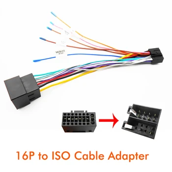 16-пинов кабел-адаптер ISO, с щепсел-контакт, Колан, кабели за радиото на автомобила 2 Din, главното устройство Android, Универсален
