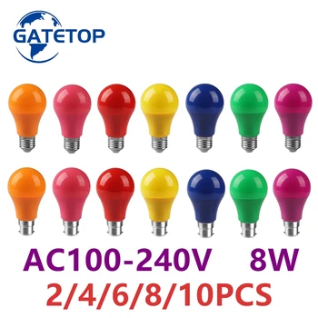 2 до 10 Бр./ЛОТ 7 цвята led празнична атмосфера на бара е с цветна лампа E27 B22 AC100-240V 8 W може да се използва за осветление партита