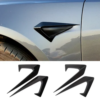 2 ЕЛЕМЕНТА Стикер за защита на страничната камера на автомобила, устойчиви на uv, Украса, изработени от въглеродни влакна ABS, автоаксесоари за Tesla Model 3