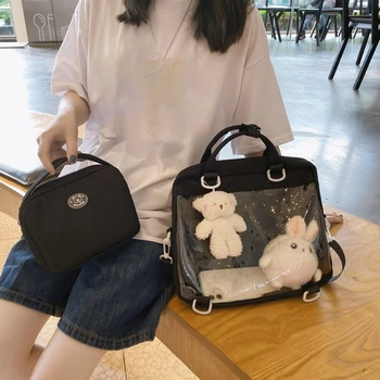 2023 Нова чанта JK През рамо, раница Harajuku, PVC, Найлонова чанта с голям капацитет, студентски чанта през рамо за жени, чанта за книги