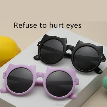 2023 Нови слънчеви очила за най-малките момчета и момичета, модни мультяшные Котешки уши, Гъвкави силиконови очила, Улични очила с UV400 за деца