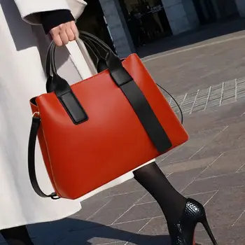 2023 Нови Чанти През Рамо с Голям Капацитет, Модни Дамски Луксозни Чанти От Естествена Кожа, Дамски чанти-Тоут