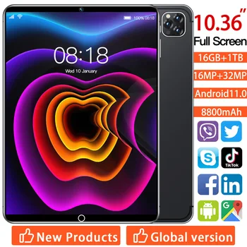 2024 една Нова Глобална версия 5G 10,36-инчов Android таблет 16 GB + 1 TB Android 11,0 MTK6797 8800 mah Мрежа Bluetooth WIFI с две сим карти