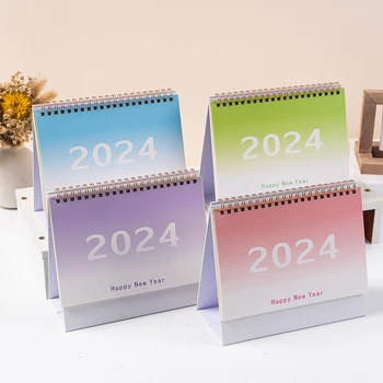 2024 Обикновен настолен календар наклон цветове, украса за работния плот, Календар, дневник, планиране на масата, на Коледа Коледен подарък