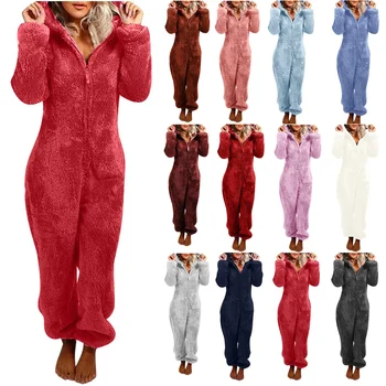 2024 Пижама като Цяло Плюс Размера на Комплекти с Качулка Пижами за Жени за Възрастни за Зимата Топли Дамски Пижами S-5XL