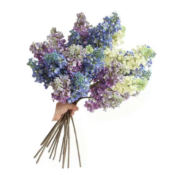 3 бр Сватбена хортензия наклон цвят от 3D пластмаса, дълъг е лилаво на изкуствени цветя, 64 см, украса за дома, подреждане на цветя
