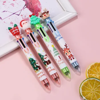 30шт Коледна химикалка писалка 6 цвята Мультяшная прибиращ се дръжка-roller Подаръци Училище офис холни аксесоари