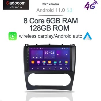 360 6 + GB 128 GB Безжични Carplay DSP Android 11,0 Кола DVD плейър GPS, WIFI, Bluetooth 5,0 RDS Радио, За да Benz W203 C Class C180 C200