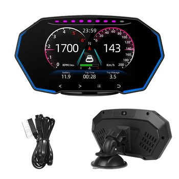4-Инчов Автомобилен GPS HUD-Head Up Дисплей F11 OBD2 Диагностика Инструменти за измерване на Скоростта KMH MPH Метър Тестер дигитален Часовник Будилник Вътрешен Тест