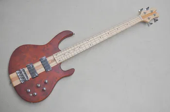 4-Струнен електрически бас-китара с стеганым горна част от клен, лешояд преминава през корпуса, хромирани фитинги, предлагаме индивидуално обслужване