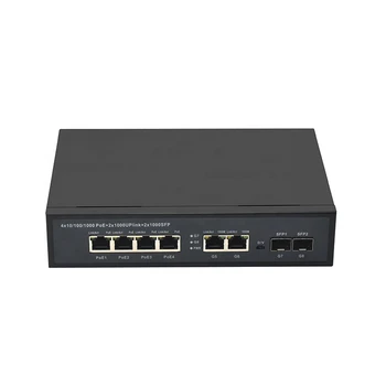 48V Gigabit Switch Ethernet 10/100/1000m 4 PoE + 2 Порта Възходящата Връзка + 2 SFP Ethernet PoE Комутатор за IP Камери
