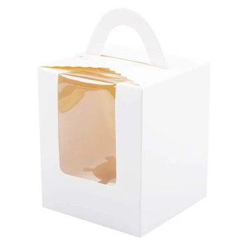 50 бр. единични кутии за кифли Бели Индивидуални държачи за кексчета с прозорци за опаковане на печене
