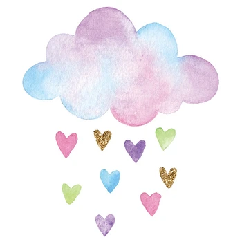 6ШТ стенни стикери, расписанных ръчно разноцветни облаците на любовта, за украса на детската стая, самозалепващи сменяеми етикети, трайни