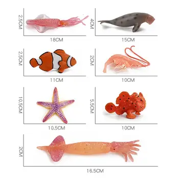 7шт Обучение модел на морския живот каменна риба Червени раци за украса