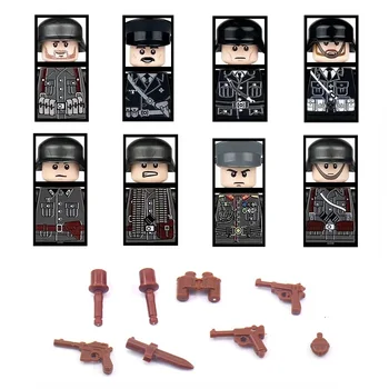 8 бр. Военно оръжие WW2 Германия, мини-фигурки на войници на армията, пистолет MOC, строителни блокове, тухли, играчки за момчета, Juguetes