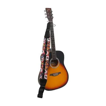 AS-35 Регулируеми китара колани с принтом, Дебели Разширено презрамка за облекчаване на стреса, колани за бас-електрически китари