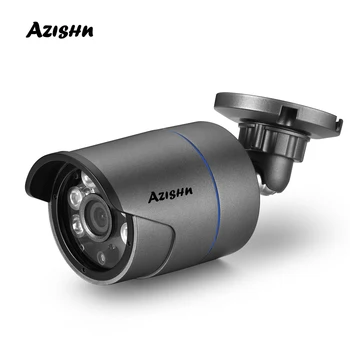 AZISHN H. 265 + FULL HD Аудио IP Камера 4MP 2560*1440 Разпознаване на лица 6 бр. МАСИВ Външна Водоустойчив Куршум P2P DC12V/48V PoE