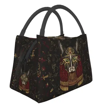 Bastet Egyptian Goddess, изолирано чанта за обяд за работа, офис, Етнически Древен Египет, за многократна употреба термоохладитель, обяд-бокс за жени