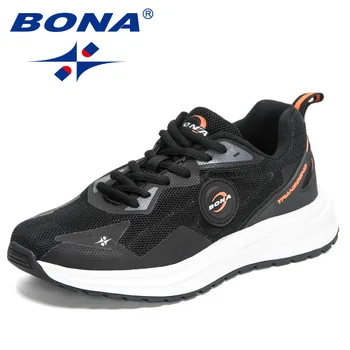 BONA 2023 Нови дизайнерски Класически маратонки за ходене, мъжки ежедневни обувки, нескользящие улични маратонки, мъжки износоустойчиви маратонки, удобни