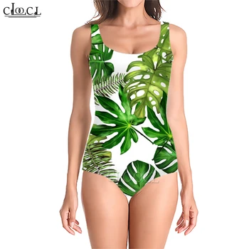 CLOOCL, едно парче бански с принтом листа монстеры, бански костюм, Хавай, монокини, дамски дрехи за плуване, бански костюми за почивка на плажа.
