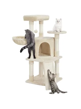 Easyfashion Професионална котешка кула на дървото с корзинкой за малки котенца, както и за помещения, бежов
