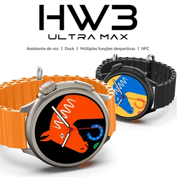 HW3 Ultra Max Кръгли Смарт часовници Мъжки 1,52-Инчов HD екран на Bluetooth Разговори Показване на Информация За приложението на Потребителски Тапети NFC Функция