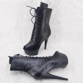 LAIJIANJINXIA/ Новост; модерни Дамски обувки на платформа и висок ток с изкуствен покрив 15 см / 6 см; Обувки за танци на един стълб 016