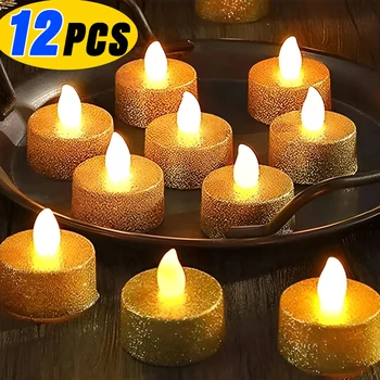 Led Лъскав Свещи Light Кръгло Сърцето Беспламенный Чай Лампа На Батерии Романтични Електронни Свещи, Украса На Коледната Партита