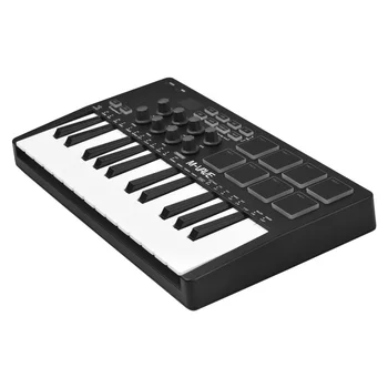 M-VAVE 25-ключ клавиатура MIDI клавиатура Portable Mini USB с 25 чувствителни към скоростта на клавишите, 8 пэдов с RGB подсветка, 8 дръжки