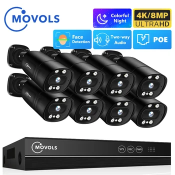 Movols 4K 8CH POE Система за Видеонаблюдение 5MP 8MP Камера за Сигурност Двупосочна Аудио Система за Видеонаблюдение AI P2P XMEYE Kit