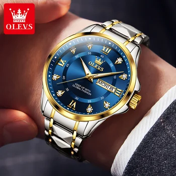 OLEVS Нови кварцови часовници за мъже с ромбовидным стоманена каишка, водоустойчив луксозни модни класически часовници, подаръци за любителите на мъжете