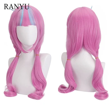 RANYU VTuber Hololive Minato Aqua Синтетични Перука Дълга права Розово-синя перука за аниме-cosplay, за парти