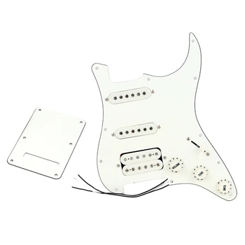 SSH Изтеглени Предварително Свързан Китара Набор от Звукоснимателей Strat Pickguard Humbucker за електрическа китара Fender Stratocaster, Наподобяващ Белия Цвят на 3Ply