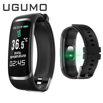 UGUMO Sport Фитнес тракер Смарт часовници Гривна за измерване на температурата на тялото наблюдение на сърдечната честота следи кръвното налягане Смарт гривна