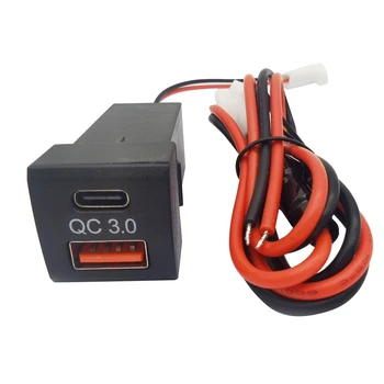 Автомобилно Двойно Зарядно Устройство от USB С Конектор PD Type-C Адаптер За Бързо Зареждане на Toyota QC 3.0