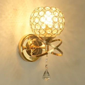 Американски кристална стена лампа Модерен минималистичен Тоалетка огледален лампа, стенни лампи на предната стена на гардероба, led осветление, нощно шкафче в спалнята на закрито