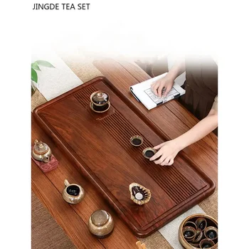 Антични дървени подноси, Голям чаен поднос за отвеждане на водата, Декоративни Традиционни Инструменти за чайна церемония, Аксесоари за съхранение на китайската чаена съдове.
