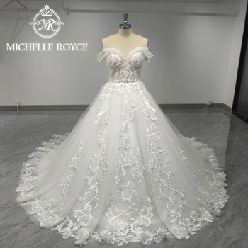 Бална рокля Мишел Ройс, Сватбена рокля за жените 2023, Романтична Сватбена рокля с открити рамене, Расшитое мъниста, Винтажное Сватбена рокля
