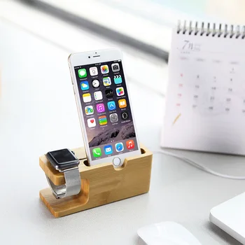 Бамбук в Дървена Поставка За Дисплея на Apple Watch, Държач зарядно устройство докинг станция За i watch iphone 38 мм 42 мм