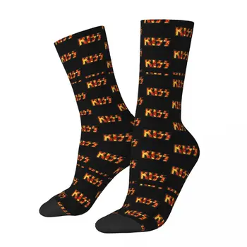Баскетболни чорапи с логото на Kiss Band Пожар в ретро стил, полиэстеровые чорапи за отбора унисекс, абсорбиращи потта