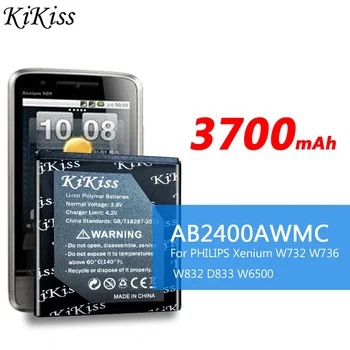 Батерията е с капацитет от 3700 mah За Philips XENIUM W6500 W732 W832 W736 W737 D833 CTW6500 CTW732 CTW832 Батерия За Телефона AB2400AWMC