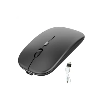 Безжична мишка, акумулаторна, сверхшумная оптична мишка с 2.4 G с USB приемник Type-C, за MacBook (черен)